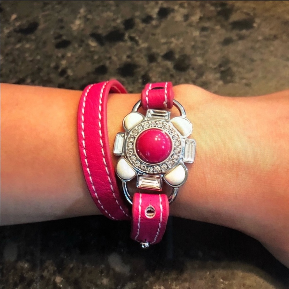 Lia Sophia leather wrap flower